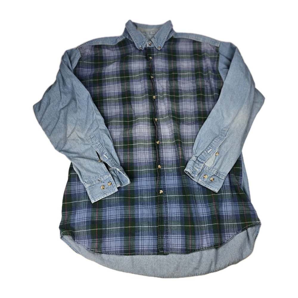 Vintage Grade A Jeans Denim Plaid Button Down Shirt 2XL Casual Work Western